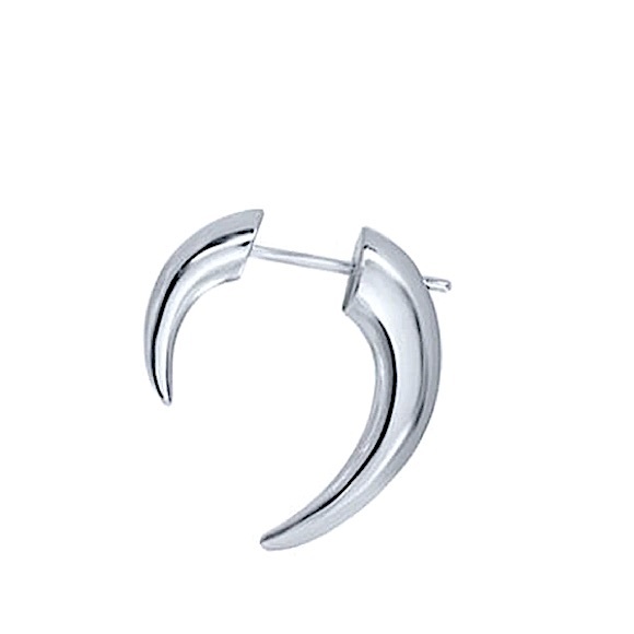 Silver Spiked Horn Earrings Ear Jacket Front Back Spike Minimalist Punk Gothic - Picture 9 of 9
